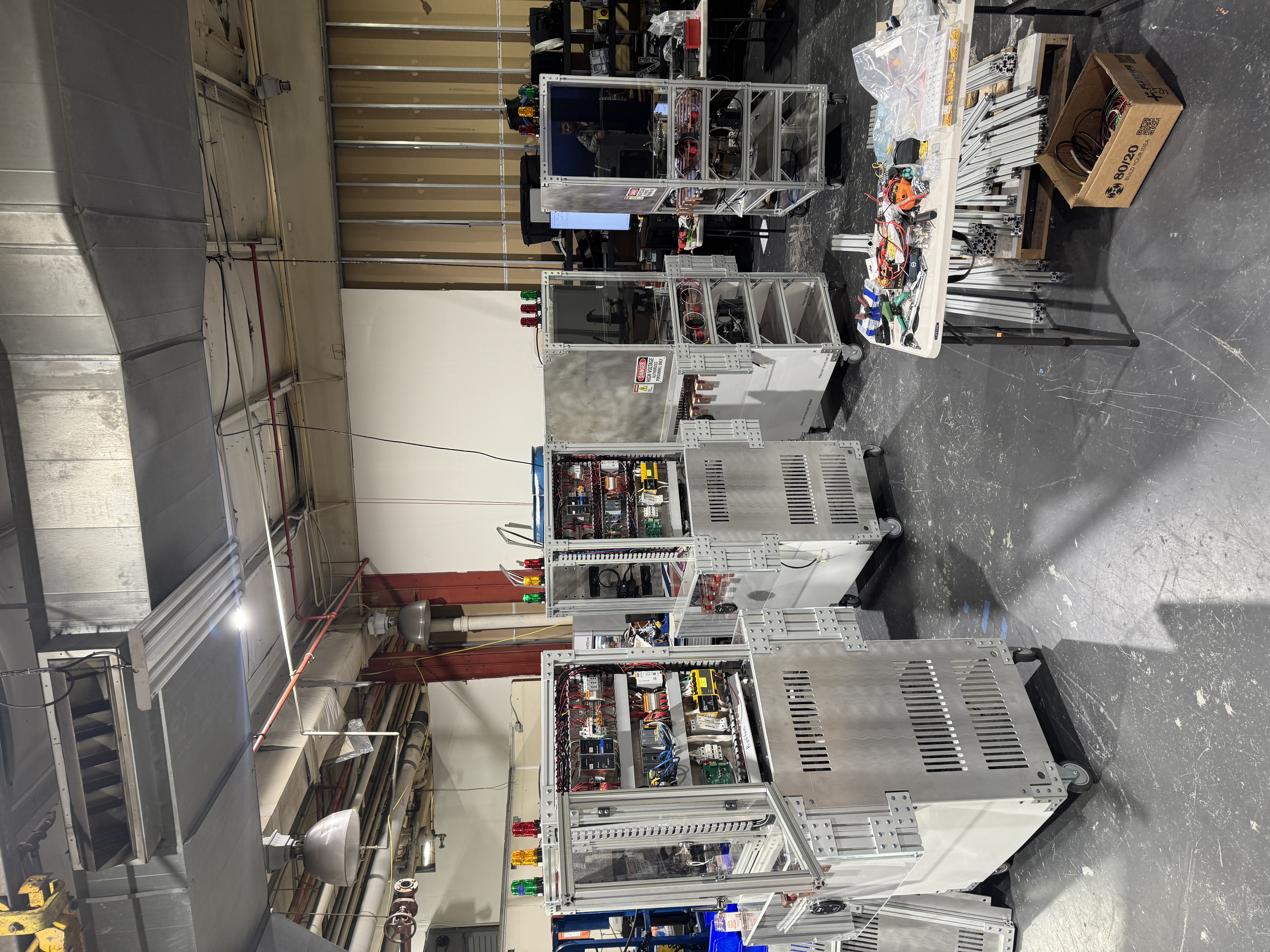 EPC Power M-Series test benches on manufacturing floor