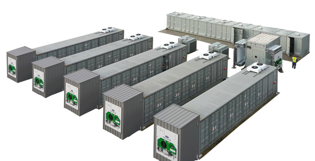 Grid-scale BESS containers on site
