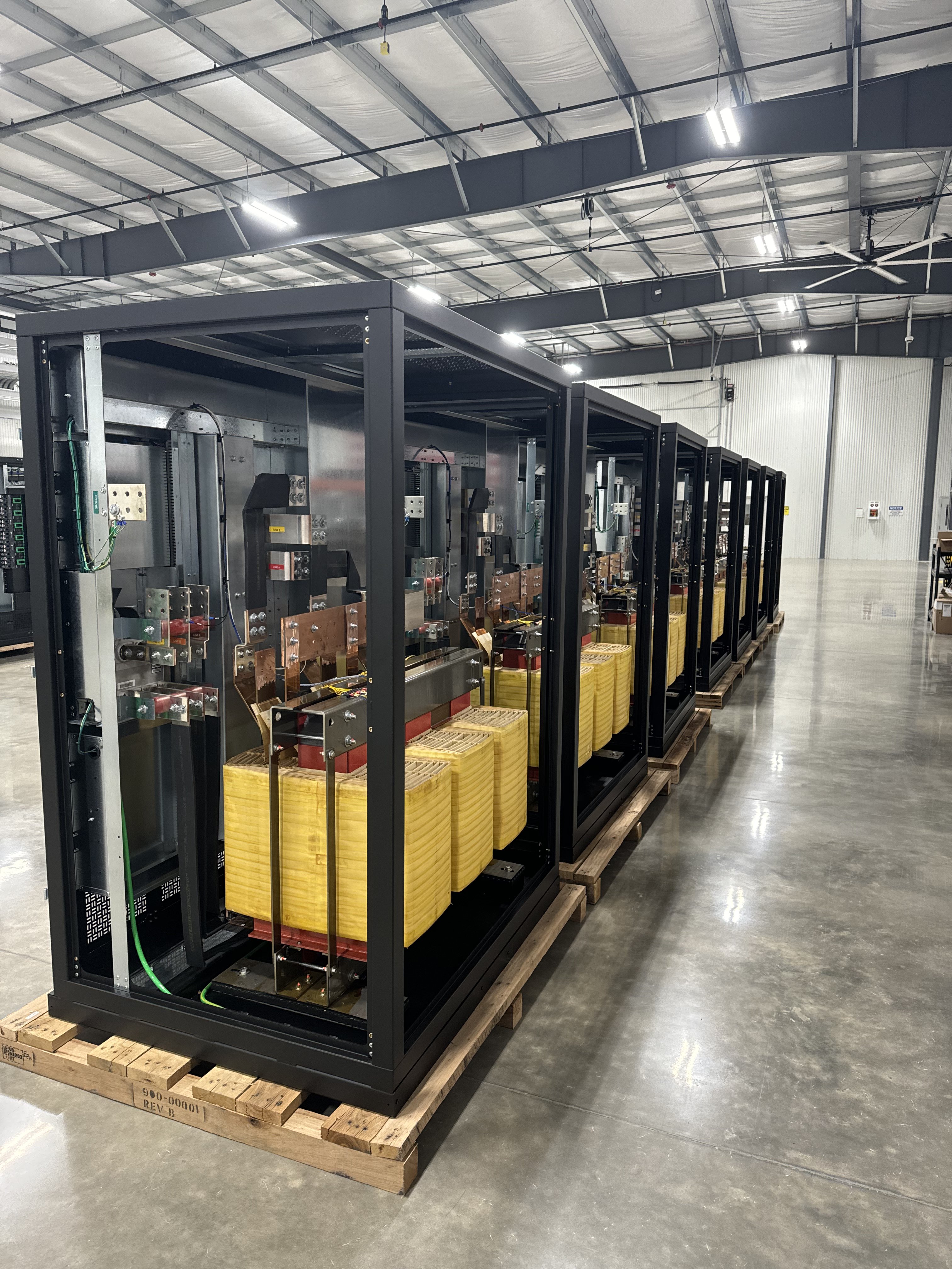 PowerFlo AM1000 transformer and inverter assembly in manufacturing facility